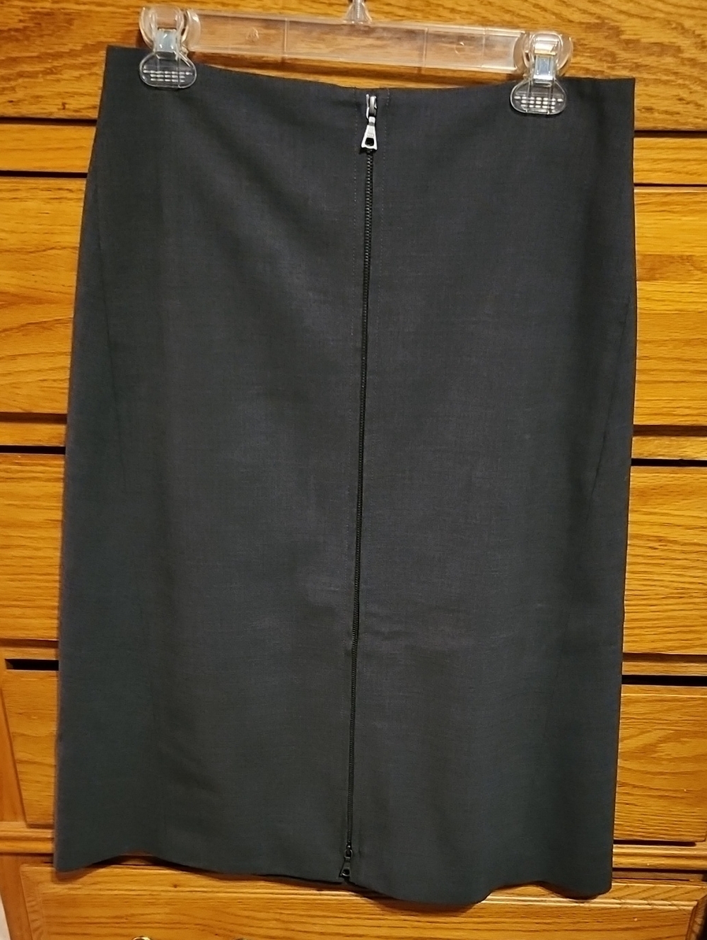 Theory Wool Gray Center-Zip Pencil Skirt